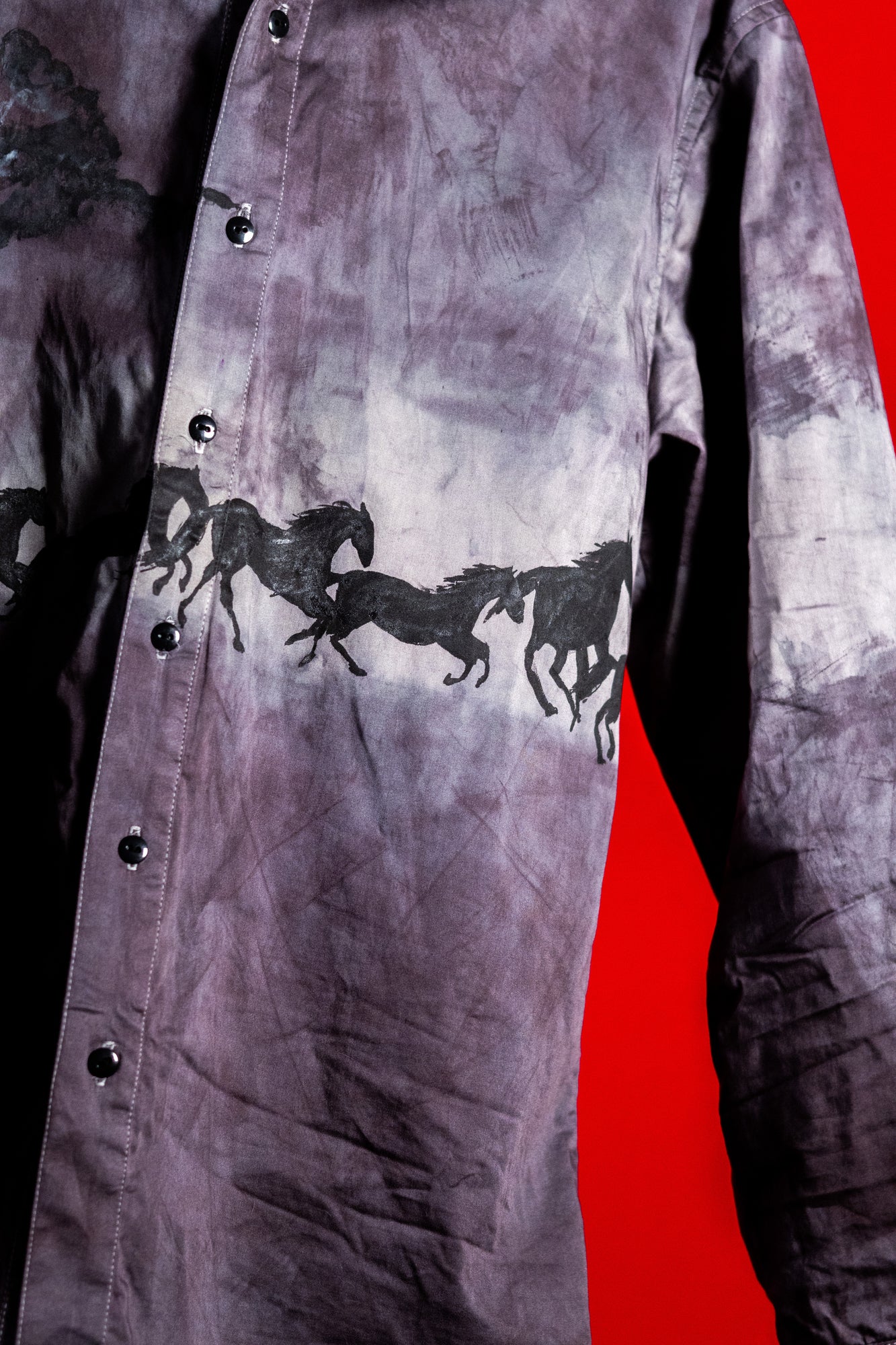 Caballos Hand Painted Button Up